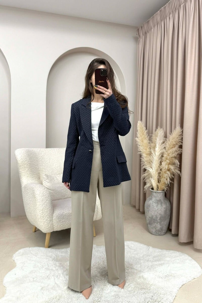 SIMPLE DESIGNED CLASSIC WOMEN JACKET DARK BLUE/BEE - 1