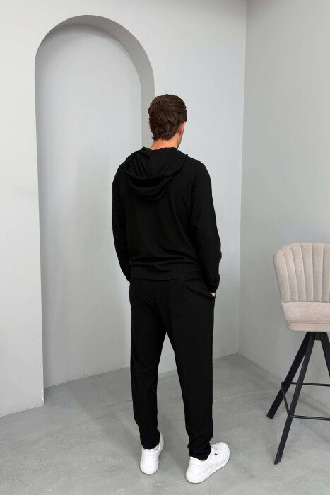 SIMPLE DESIGNED HOODIE+PANTS MEN SET BLACK/ E ZEZE - 4