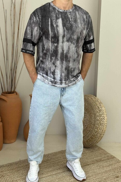 SIMPLE DESIGNED MEN T-SHIRT DARK GREY/GEE - KLAUDIO FASHION