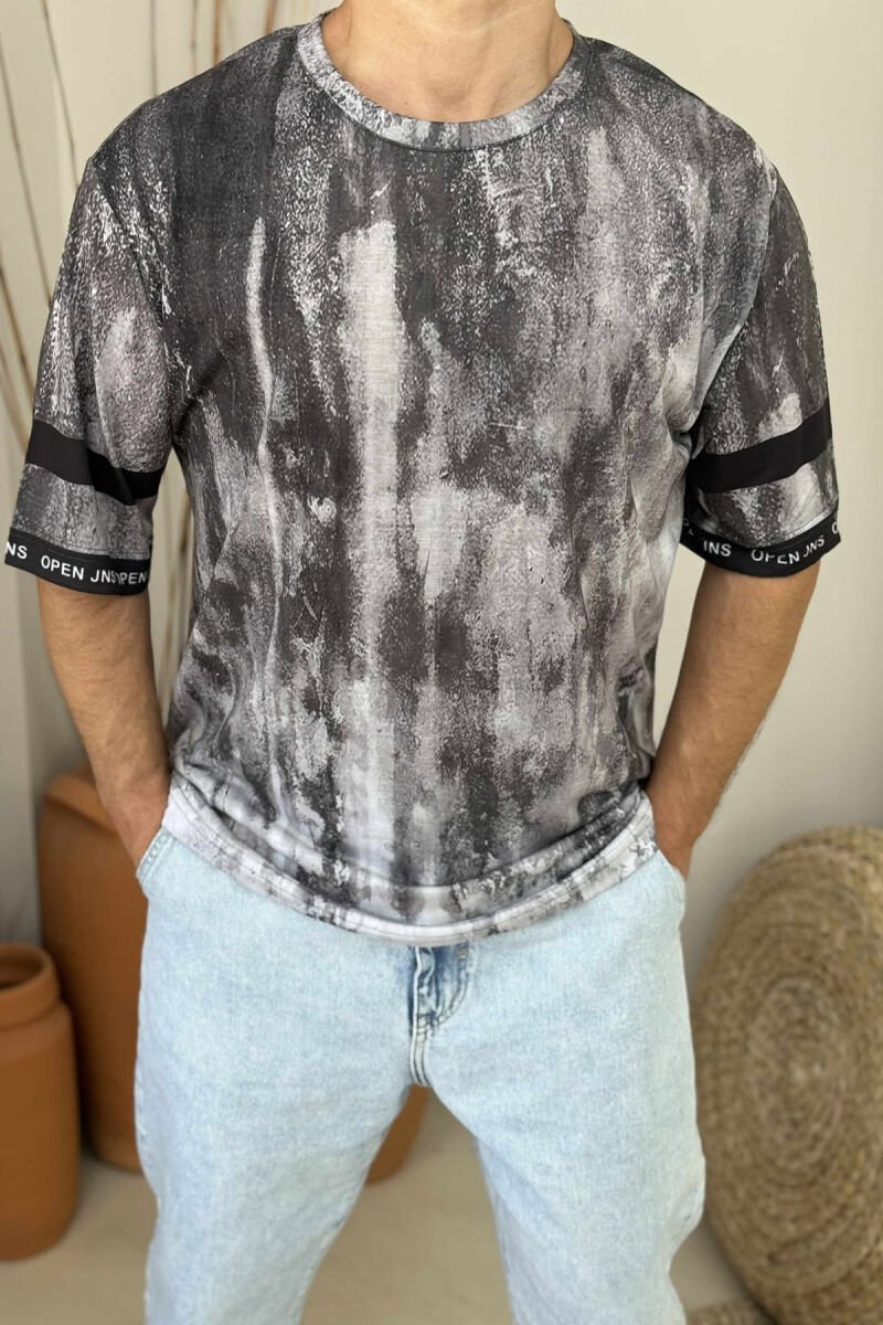 SIMPLE DESIGNED MEN T-SHIRT DARK GREY/GEE - 2