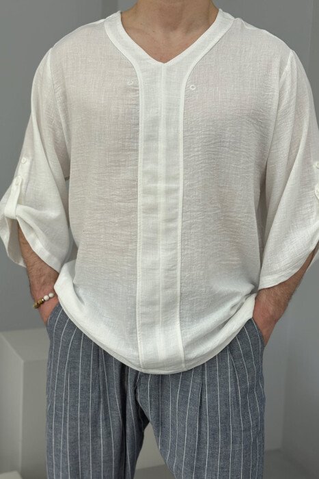 SIMPLE DESIGNED MEN T-SHIRT WHITE-E BARDHE - 3
