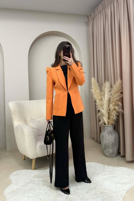 SIMPLE DESIGNED ONE COLOR WOMEN JACKET ORANGE/PORTOKALLI 
