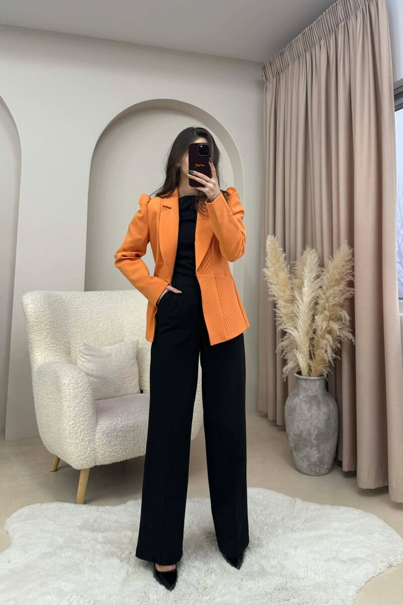SIMPLE DESIGNED ONE COLOR WOMEN JACKET ORANGE/PORTOKALLI - 3