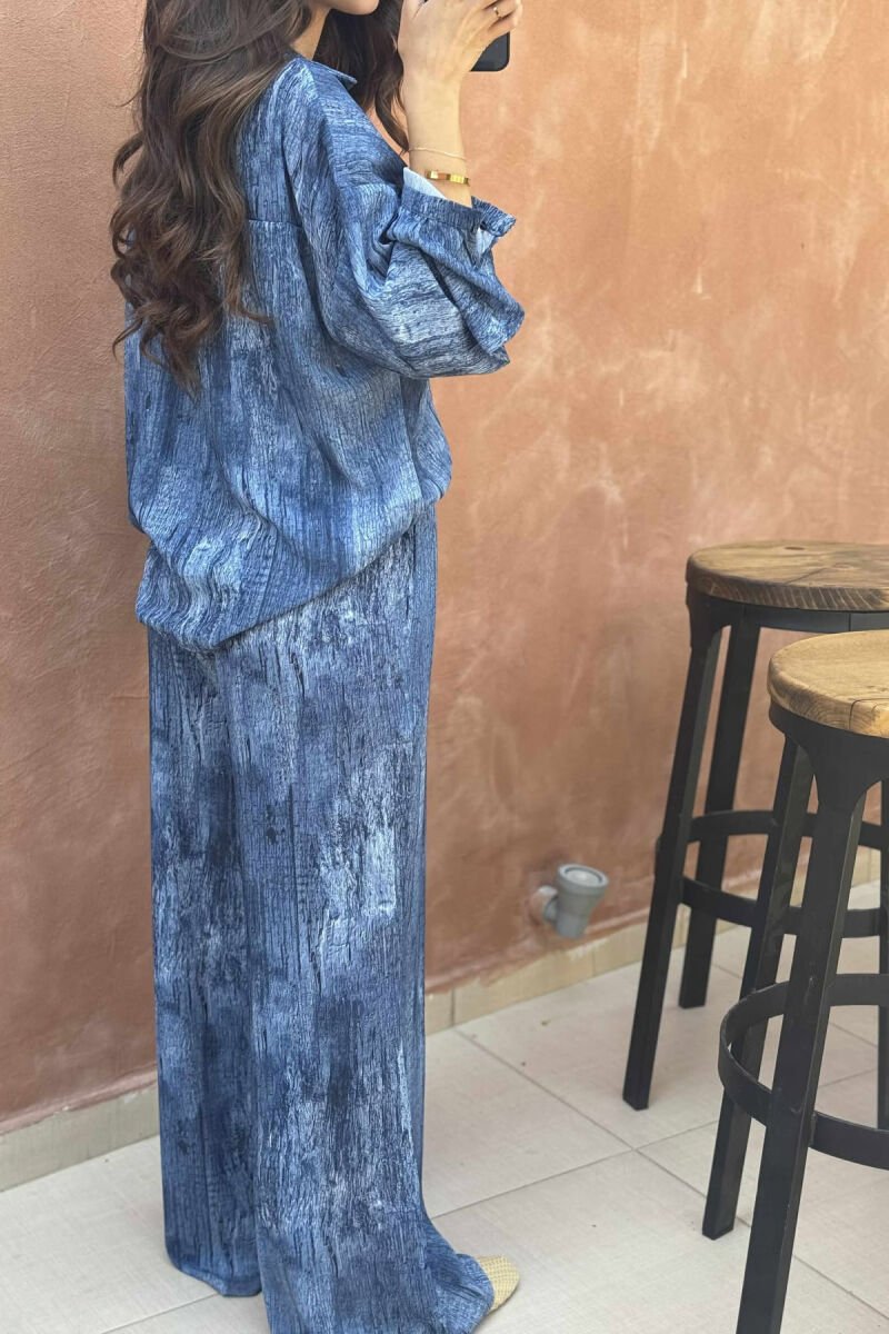 SIMPLE DESIGNED SHIRT+TROUSERS WOMEN SET BLUE/BLU - 4