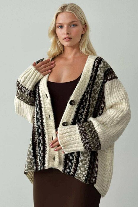 SIMPLE DESIGNED WOMEN CARDIGAN CREAM/KREM - 2