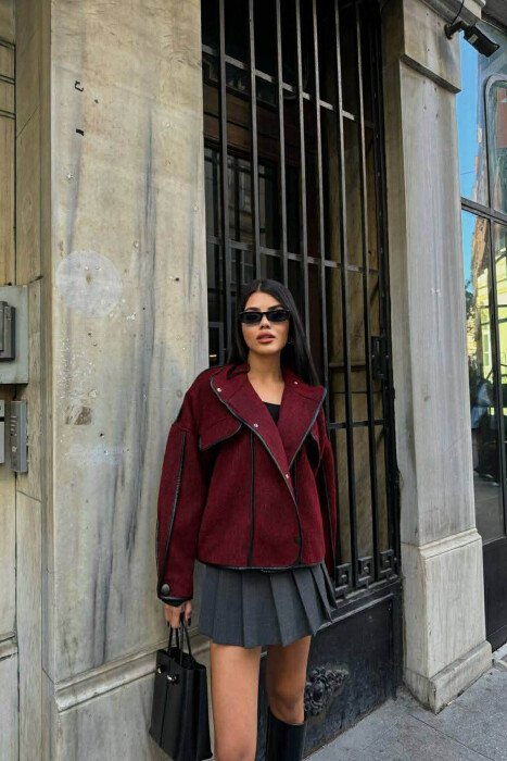 SIMPLE DESIGNED WOMEN JACKET BURGUNDY/VISHNJE - 4