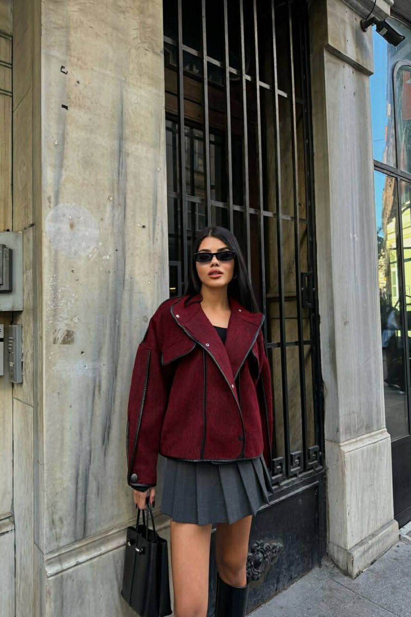 SIMPLE DESIGNED WOMEN JACKET BURGUNDY/VISHNJE - 4