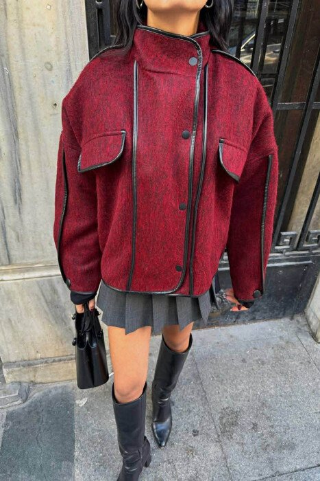 SIMPLE DESIGNED WOMEN JACKET BURGUNDY/VISHNJE - 1