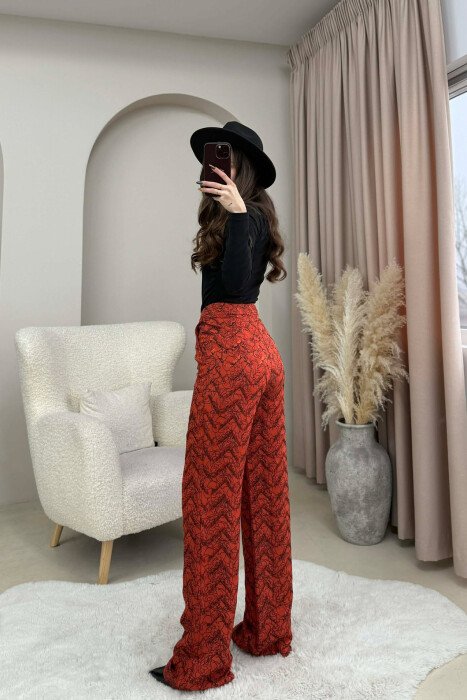 SIMPLE DESIGNED WOMEN TROUSERS BRICK/TULLE - 4