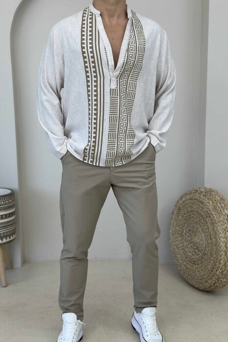 KËMISHË ME DIZAJNE TË THJESHTA PËR MESHKUJ NË NGJYRËN KREM - 