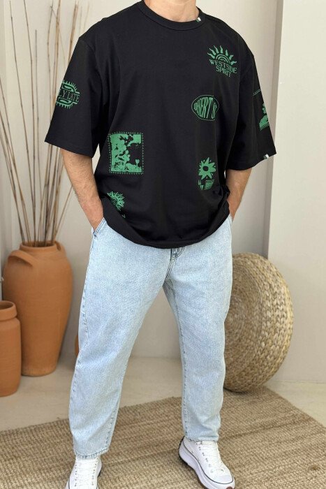 SIMPLE DESIGNS ROUND NECK MEN T-SHIRT BLACK/ E ZEZE - 1