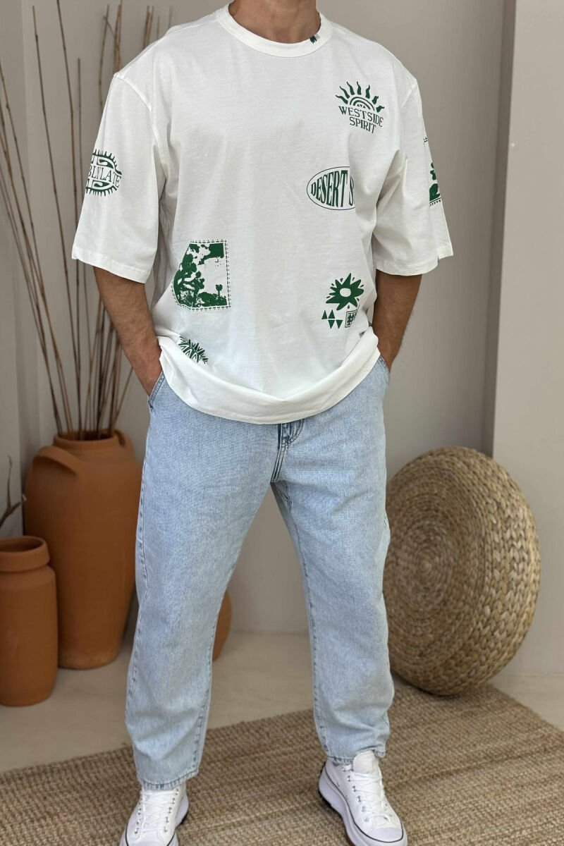 SIMPLE DESIGNS ROUND NECK MEN T-SHIRT WHITE-E BARDHE - 1