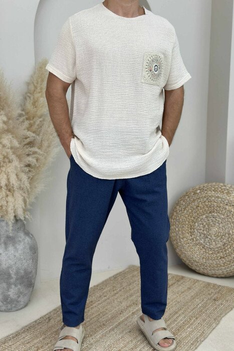 SIMPLE DETAILED MEN T-SHIRT LIGHT BEIGE/BZHZB 