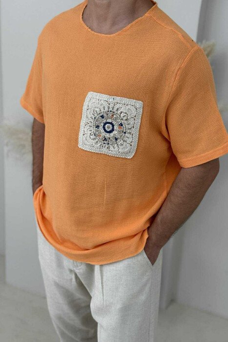 SIMPLE DETAILED MEN T-SHIRT ORANGE/PORTOKALLI - 2