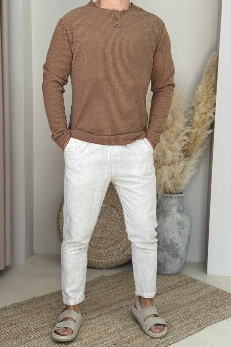 SIMPLE DETAILS MEN PANTS LIGHT BEIGE/BZHZB - KLAUDIO FASHION
