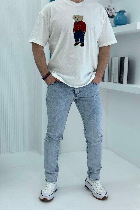 XHINSE NJË NGJYRËSHE ELASTIKE PËR MESHKUJ NË NGJYRËN BLU E ZBARDHUR - KLAUDIO FASHION