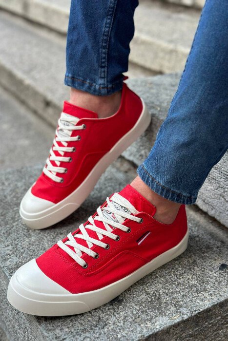 SIMPLE EVERYDAY MAN SNEAKERS RED/E KUQE - KLAUDIO FASHION