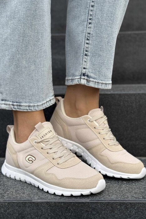 SIMPLE EVERYDAY ONE COLOR WOMEN SNEAKERS BEIGE/BEZHE 
