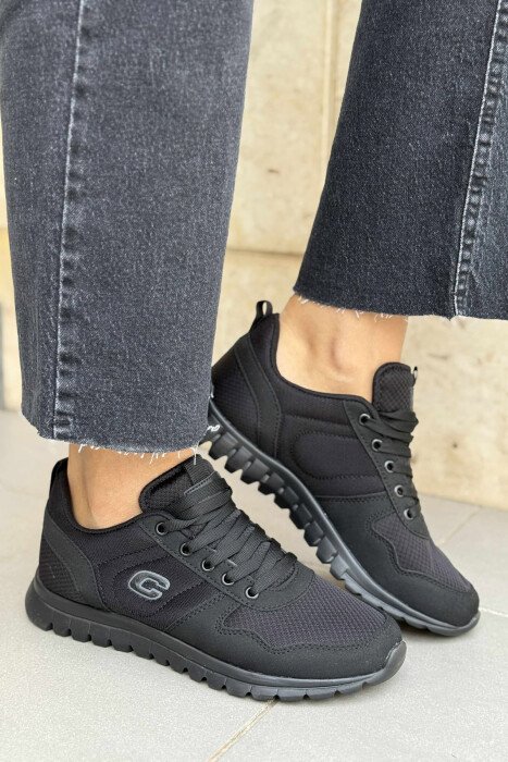 SIMPLE EVERYDAY ONE COLOR WOMEN SNEAKERS BLACK/ E ZEZE - 1