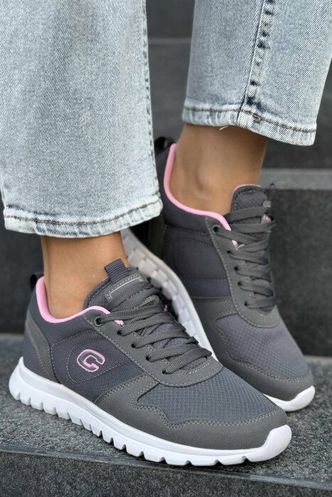 SIMPLE EVERYDAY ONE COLOR WOMEN SNEAKERS DARK GREY/GEE - KLAUDIO FASHION