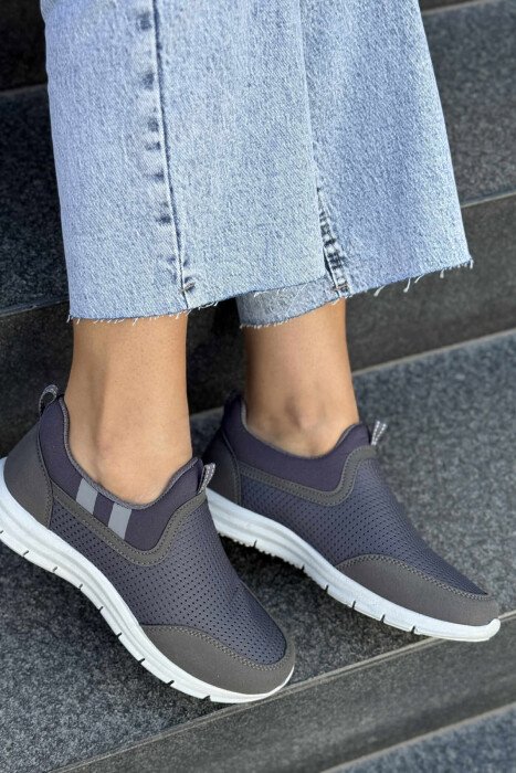 SIMPLE EVERYDAY SLIP ON WOMEN SNEAKERS DARK GREY/GEE - 1