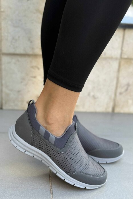 SIMPLE EVERYDAY SLIP ON WOMEN SNEAKERS GREY/GRI - KLAUDIO FASHION