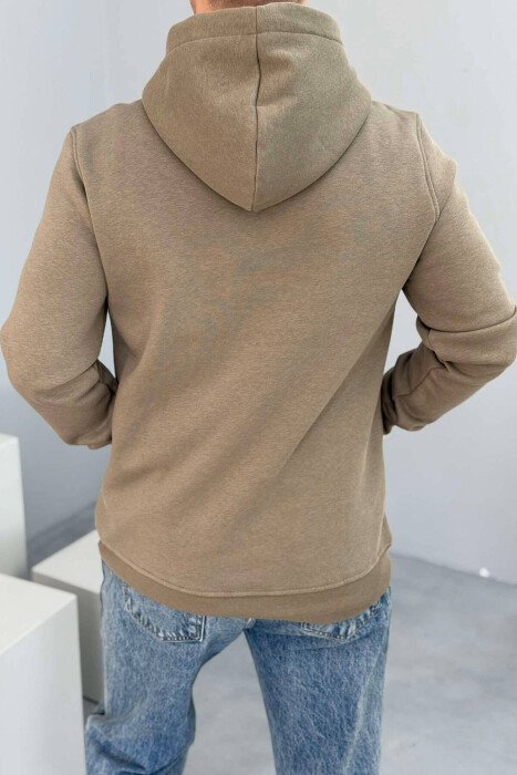 SIMPLE ONE COLOR MEN HOODIE OLIVE/ULLI - 4