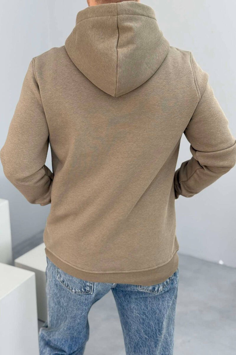 SIMPLE ONE COLOR MEN HOODIE OLIVE/ULLI - 4