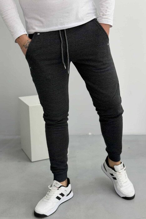 SIMPLE FLUFFY MEN SWEATPANTS DARK GREY/GEE - KLAUDIO FASHION