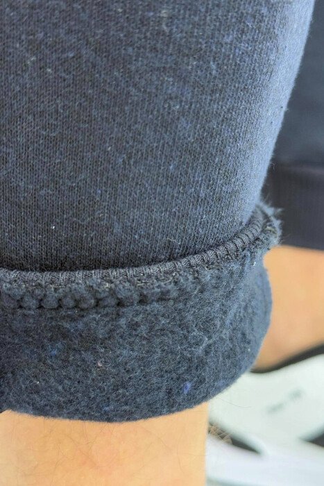 SIMPLE FLUFFY MEN SWEATPANTS DARK BLUE/BEE - 2