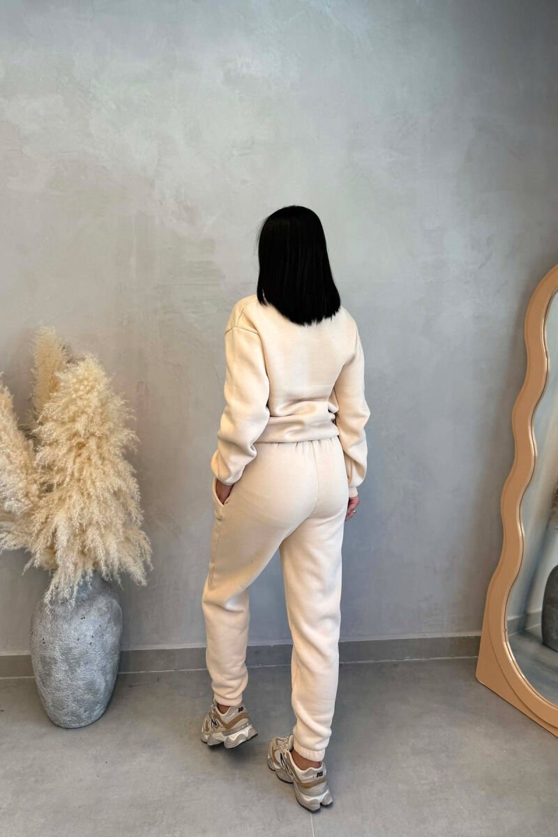 SIMPLE FLUFFY SWEATSHIRT + JOGGERS WOMAN SET BEIGE/BEZHE - 7