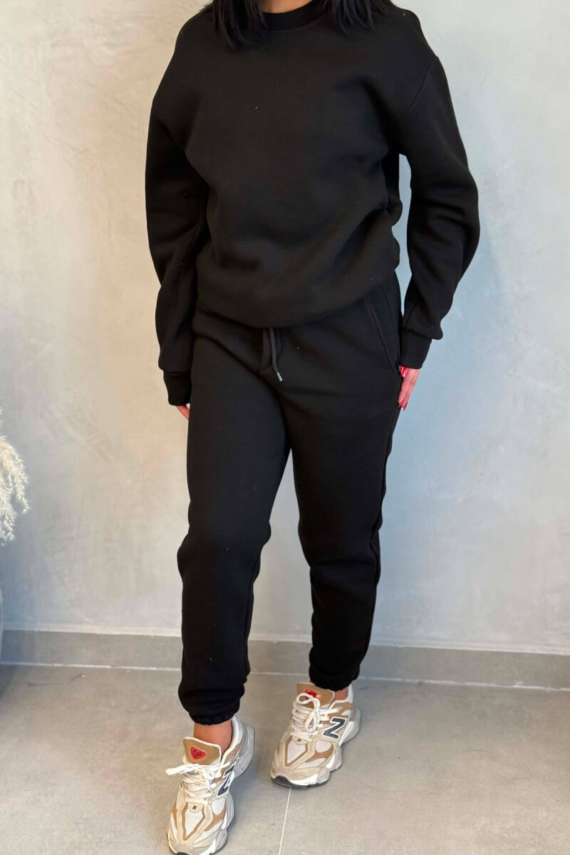SIMPLE FLUFFY SWEATSHIRT + JOGGERS WOMAN SET BLACK/ E ZEZE - 2