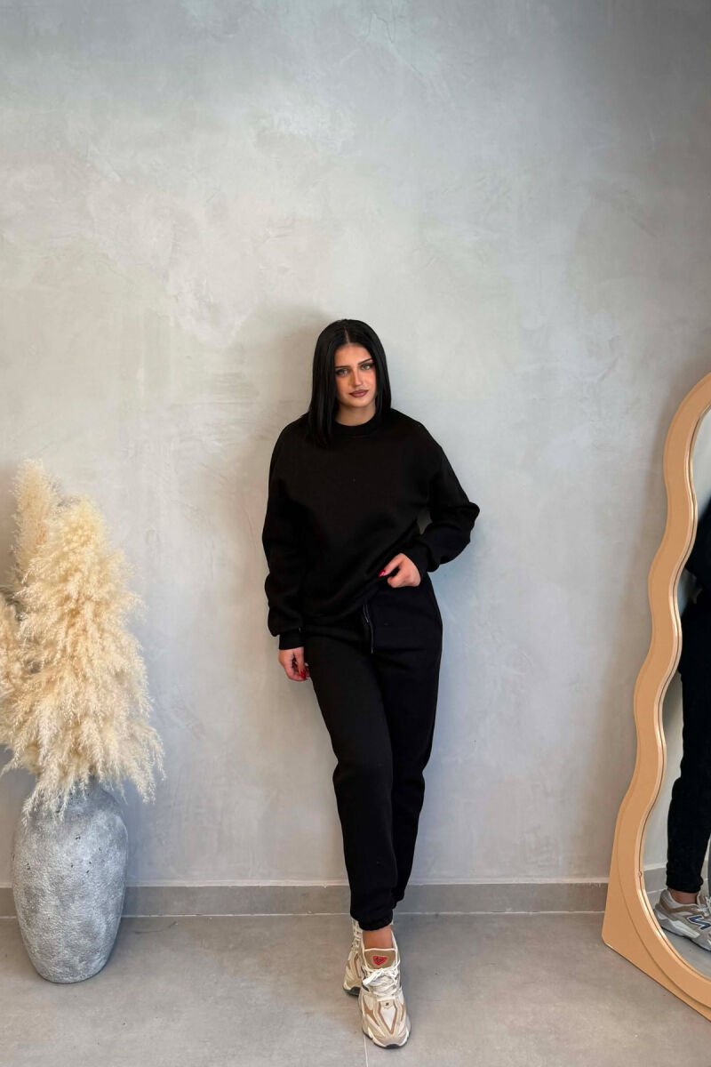 SIMPLE FLUFFY SWEATSHIRT + JOGGERS WOMAN SET BLACK/ E ZEZE - 3