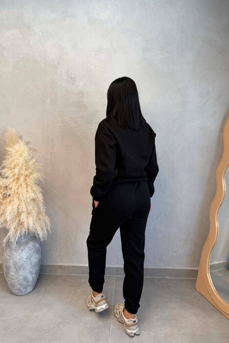 SIMPLE FLUFFY SWEATSHIRT + JOGGERS WOMAN SET BLACK/ E ZEZE - 4