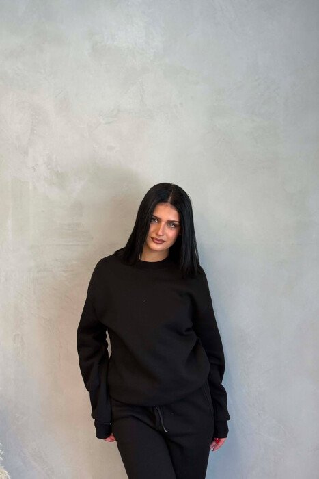 SIMPLE FLUFFY SWEATSHIRT + JOGGERS WOMAN SET BLACK/ E ZEZE - 7