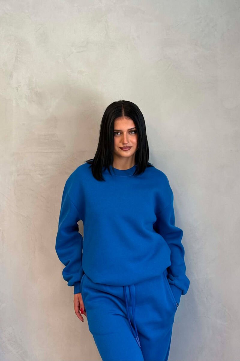 SIMPLE FLUFFY SWEATSHIRT + JOGGERS WOMAN SET BLUE/BLU - 3