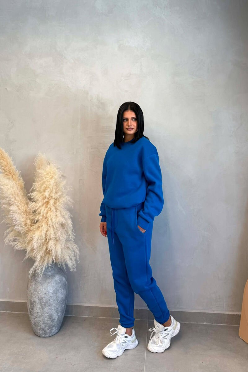 SIMPLE FLUFFY SWEATSHIRT + JOGGERS WOMAN SET BLUE/BLU - 5