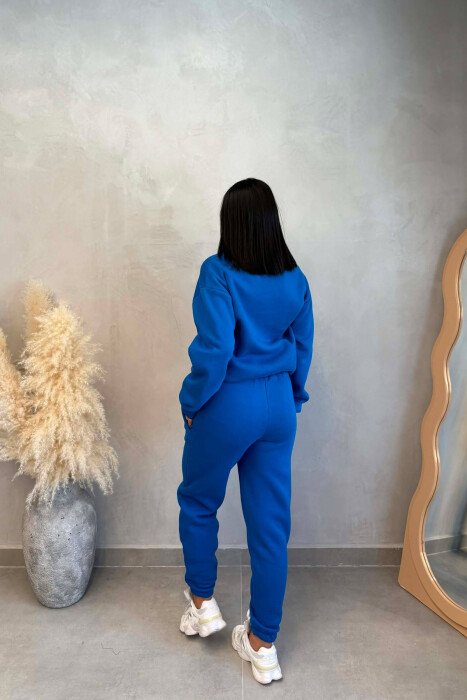 SIMPLE FLUFFY SWEATSHIRT + JOGGERS WOMAN SET BLUE/BLU - 6