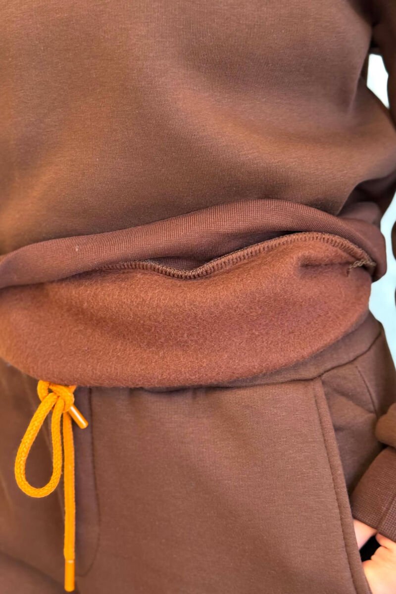 SIMPLE FLUFFY SWEATSHIRT + JOGGERS WOMAN SET BROWN/KAFE - 4