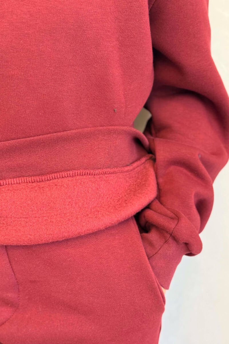 SIMPLE FLUFFY SWEATSHIRT + JOGGERS WOMAN SET BURGUNDY/VISHNJE - 2