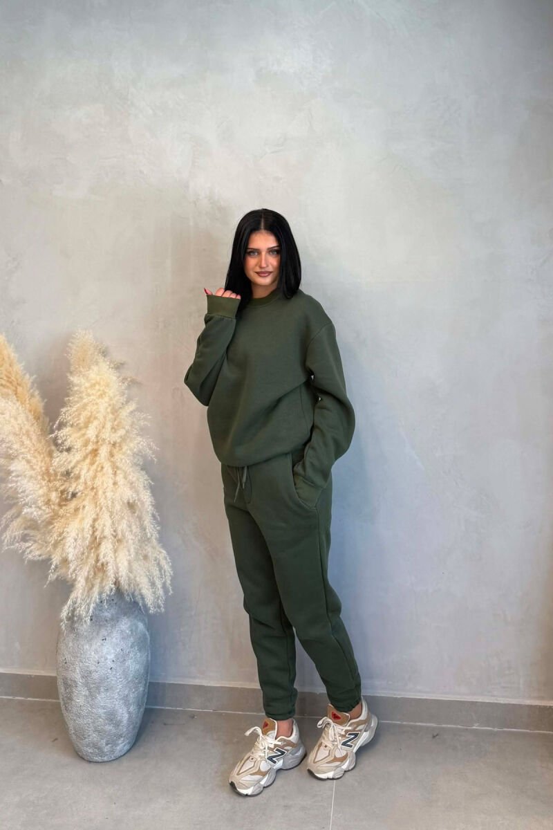 SIMPLE FLUFFY SWEATSHIRT + JOGGERS WOMAN SET GREEN/JESHILE - 4