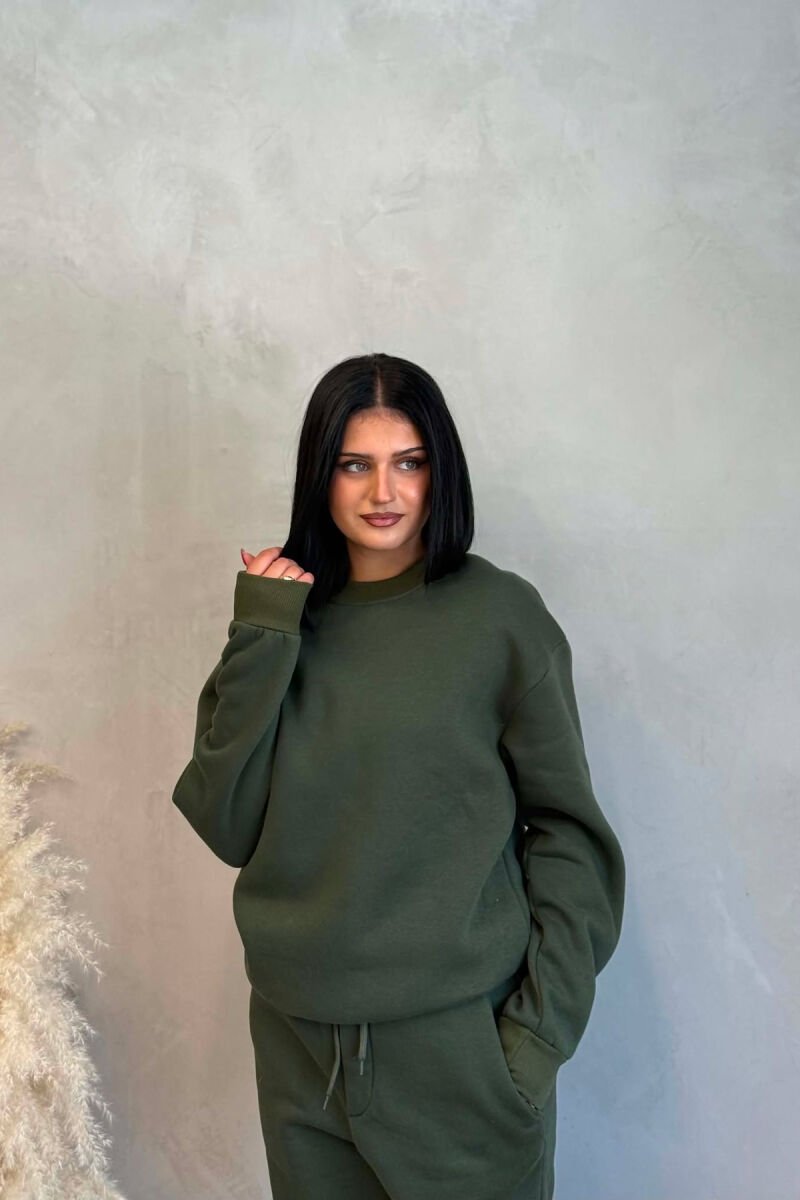 SIMPLE FLUFFY SWEATSHIRT + JOGGERS WOMAN SET GREEN/JESHILE - 6