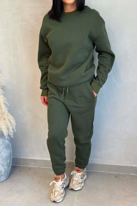 SIMPLE FLUFFY SWEATSHIRT + JOGGERS WOMAN SET GREEN/JESHILE - 7