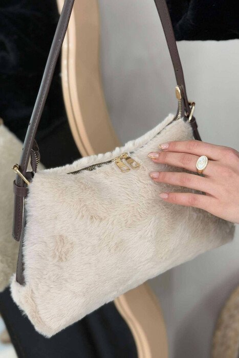 SIMPLE FLUFFY WOMEN BAG DARK BROWN/KAE - KLAUDIO FASHION