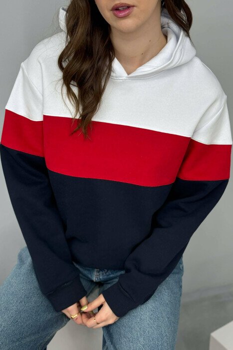SIMPLE FLUFFY WOMEN HOODIE RED/E KUQE - 3