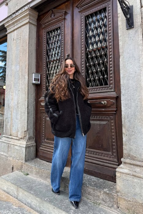 SIMPLE FLUFFY WOMEN JACKET BLACK/ E ZEZE - 5