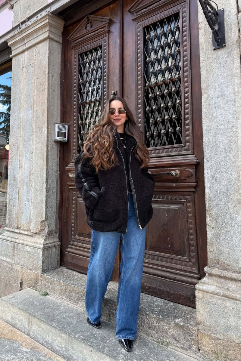 SIMPLE FLUFFY WOMEN JACKET BLACK/ E ZEZE - 5