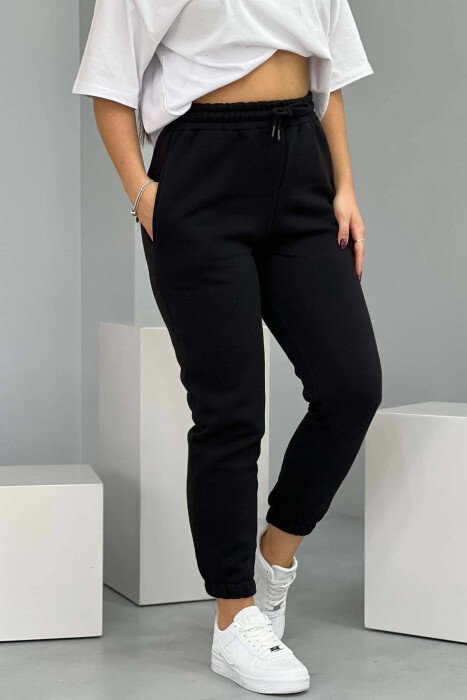 SIMPLE FLUFFY WOMEN JOGGERS BLACK/ E ZEZE - KLAUDIO FASHION