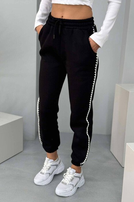 SIMPLE FLUFFY WOMEN SWEATPANTS BLACK/ E ZEZE - KLAUDIO FASHION