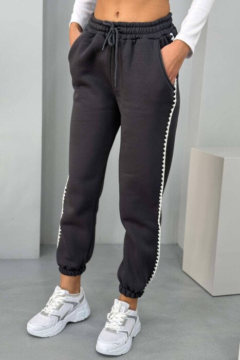 SIMPLE FLUFFY WOMEN SWEATPANTS DARK GREY/GEE - KLAUDIO FASHION
